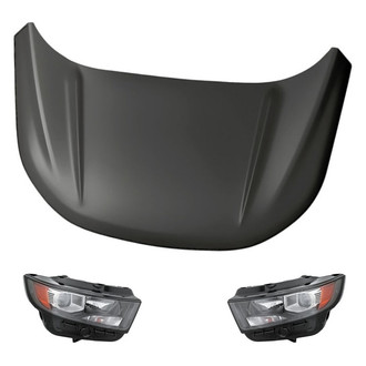 Replacement - 3-Piece Kit (Driver and Passenger Side Headlights, Hood Panel) (CAPA Certified)