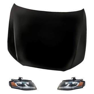 Replacement - 3-Piece Kit (Driver and Passenger Side Headlights, Hood Panel) (CAPA Certified)