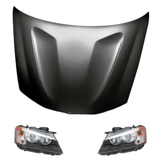 Replacement - 3-Piece Kit (Driver and Passenger Side Headlights, Hood Panel) (CAPA Certified)