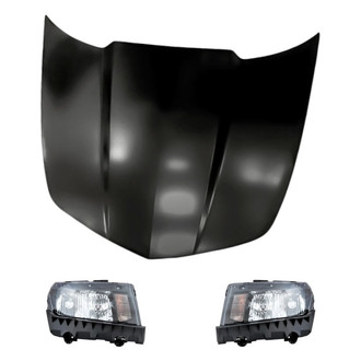 Replacement - 3-Piece Kit (Driver and Passenger Side Headlights, Hood Panel) (CAPA Certified)