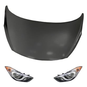 Replacement - 3-Piece Kit (Driver and Passenger Side Headlights, Hood Panel) (CAPA Certified)