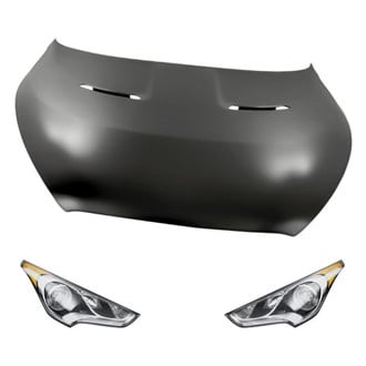 Replacement - 3-Piece Kit (Driver and Passenger Side Headlights, Hood Panel) (CAPA Certified)