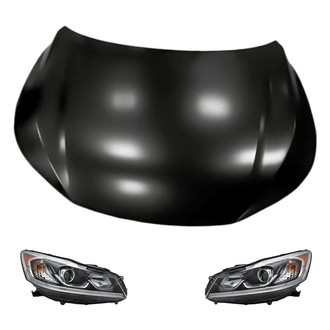 Replacement - 3-Piece Kit (Driver and Passenger Side Headlights, Hood Panel) (CAPA Certified)