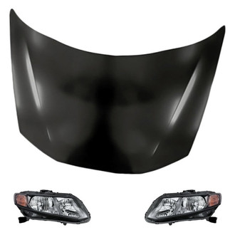Replacement - 3-Piece Kit (Driver and Passenger Side Headlights, Hood Panel) (CAPA Certified)