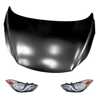 Replacement - 3-Piece Kit (Driver and Passenger Side Headlights, Hood Panel) (CAPA Certified)