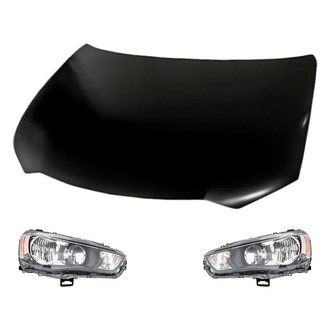 Replacement BNDL-218820 - 3-Piece Kit (Driver and Passenger Side Headlights, Hood Panel) (CAPA Certified)
