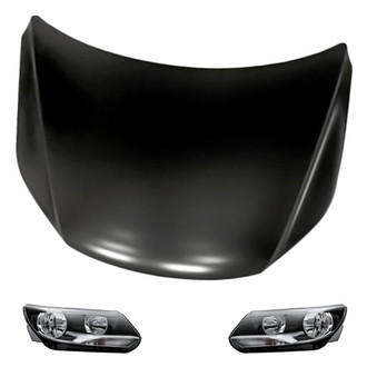 Replacement BNDL-218831 - 3-Piece Kit (Driver and Passenger Side Headlights, Hood Panel) (CAPA Certified)