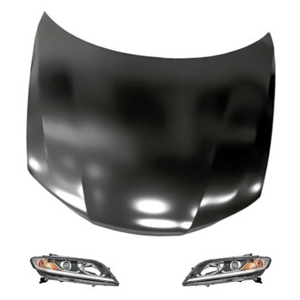 Replacement - 3-Piece Kit (Driver and Passenger Side Headlights, Hood Panel) (CAPA Certified)