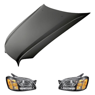 Replacement BNDL-218844 - 3-Piece Kit (Driver and Passenger Side Headlights, Hood Panel) (CAPA Certified)