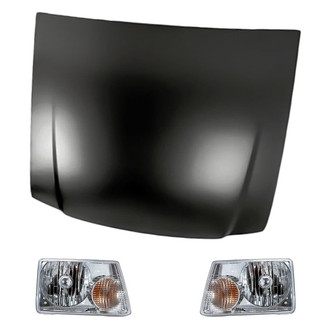 Replacement - 3-Piece Kit (Driver and Passenger Side Headlights, Hood Panel) (CAPA Certified)