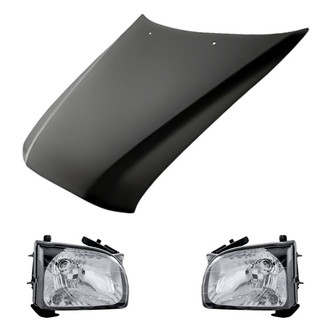 Replacement - 3-Piece Kit (Driver and Passenger Side Headlights, Hood Panel) (CAPA Certified)