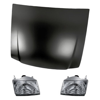 Replacement - 3-Piece Kit (Driver and Passenger Side Headlights, Hood Panel) (CAPA Certified)