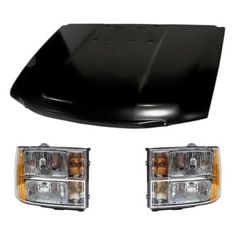Replacement - 3-Piece Kit (Driver and Passenger Side Headlights, Hood Panel) (CAPA Certified)