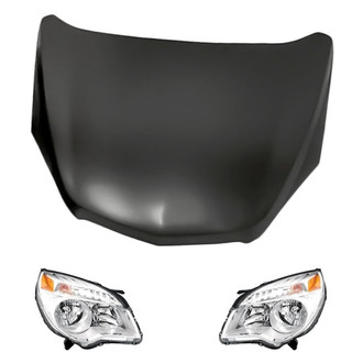 Replacement - 3-Piece Kit (Driver and Passenger Side Headlights, Hood Panel) (CAPA Certified)