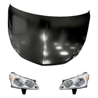 Replacement - 3-Piece Kit (Driver and Passenger Side Headlights, Hood Panel) (CAPA Certified)