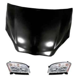Replacement - 3-Piece Kit (Driver and Passenger Side Headlights, Hood Panel) (CAPA Certified)