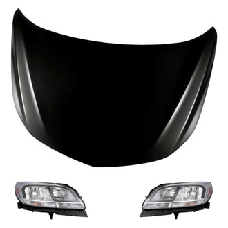 Replacement - 3-Piece Kit (Driver and Passenger Side Headlights, Hood Panel) (CAPA Certified)