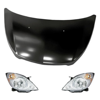 Replacement - 3-Piece Kit (Driver and Passenger Side Headlights, Hood Panel) (CAPA Certified)