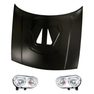 Replacement - 3-Piece Kit (Driver and Passenger Side Headlights, Hood Panel) (CAPA Certified)