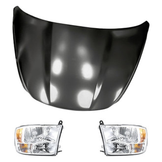 Replacement - 3-Piece Kit (Driver and Passenger Side Headlights, Hood Panel) (CAPA Certified)