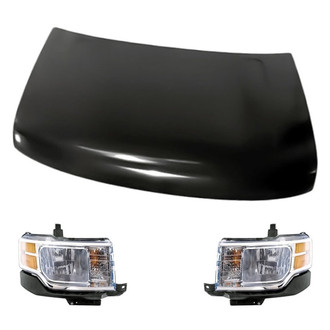 Replacement - 3-Piece Kit (Driver and Passenger Side Headlights, Hood Panel) (CAPA Certified)