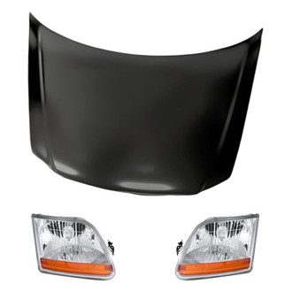 Replacement - 3-Piece Kit (Driver and Passenger Side Headlights, Hood Panel) (CAPA Certified)