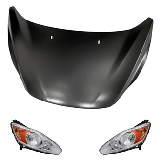 Replacement BNDL-219032 - 3-Piece Kit (Driver and Passenger Side Headlights, Hood Panel) (CAPA Certified)