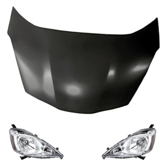Replacement - 3-Piece Kit (Driver and Passenger Side Headlights, Hood Panel) (CAPA Certified)