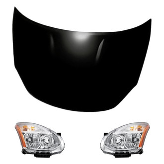 Replacement - 3-Piece Kit (Driver and Passenger Side Headlights, Hood Panel) (CAPA Certified)