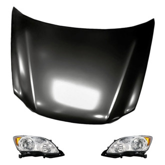 Replacement BNDL-219069 - 3-Piece Kit (Driver and Passenger Side Headlights, Hood Panel) (CAPA Certified)