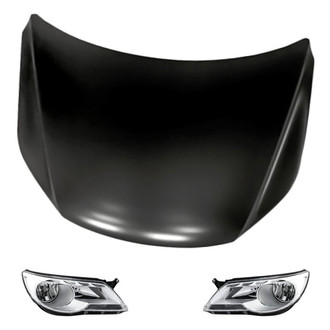Replacement BNDL-219077 - 3-Piece Kit (Driver and Passenger Side Headlights, Hood Panel) (CAPA Certified)