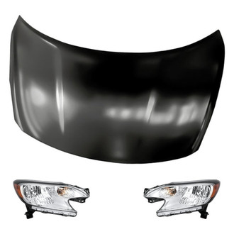 Replacement - 3-Piece Kit (Driver and Passenger Side Headlights, Hood Panel) (CAPA Certified)