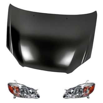 Replacement - 3-Piece Kit (Driver and Passenger Side Headlights, Hood Panel) (CAPA Certified)