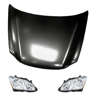 Replacement - 3-Piece Kit (Driver and Passenger Side Headlights, Hood Panel) (CAPA Certified)