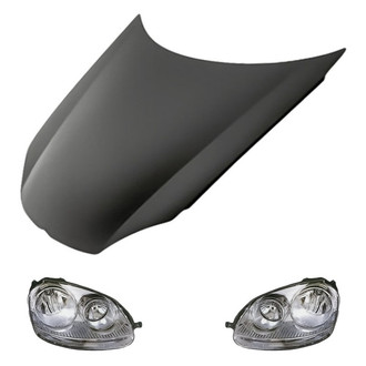 Replacement - 3-Piece Kit (Driver and Passenger Side Headlights, Hood Panel) (CAPA Certified)