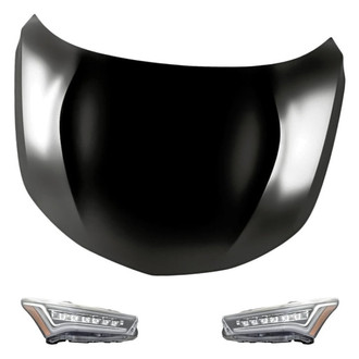 Replacement - 3-Piece Kit (Driver and Passenger Side Headlights, Hood Panel) (CAPA Certified)