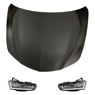 Replacement - 3-Piece Kit (Driver and Passenger Side Headlights, Hood Panel) (CAPA Certified)