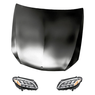 Replacement - 3-Piece Kit (Driver and Passenger Side Headlights, Hood Panel) (CAPA Certified)