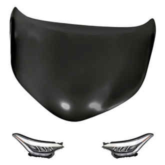 Replacement - 3-Piece Kit (Driver and Passenger Side Headlights, Hood Panel) (CAPA Certified)