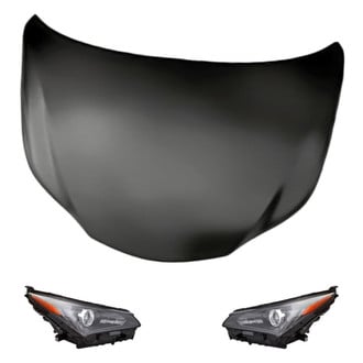 Replacement - 3-Piece Kit (Driver and Passenger Side Headlights, Hood Panel) (CAPA Certified)