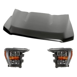 Replacement BNDL-219186 - 3-Piece Kit (Driver and Passenger Side Headlights, Hood Panel) (CAPA Certified)