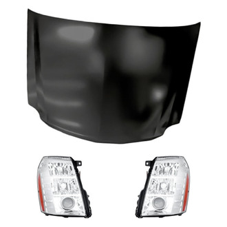 Replacement BNDL-219201 - 3-Piece Kit (Driver and Passenger Side Headlights, Hood Panel) (CAPA Certified)