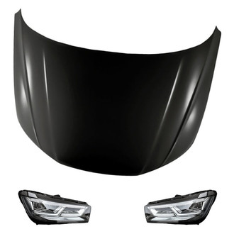 Replacement - 3-Piece Kit (Driver and Passenger Side Headlights, Hood Panel) (CAPA Certified)