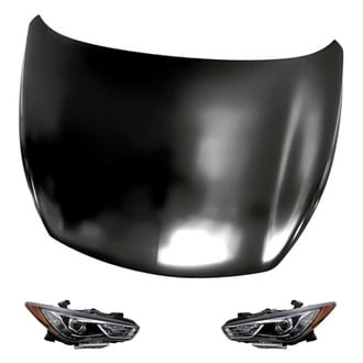 Replacement - 3-Piece Kit (Driver and Passenger Side Headlights, Hood Panel) (CAPA Certified)