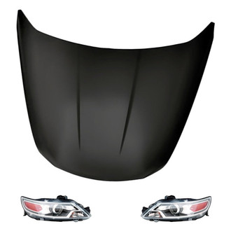 Replacement - 3-Piece Kit (Driver and Passenger Side Headlights, Hood Panel) (CAPA Certified)