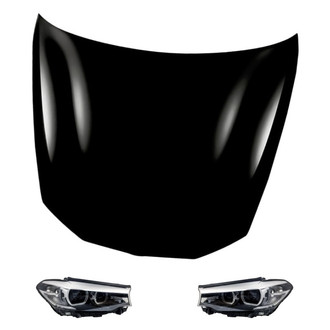 Replacement BNDL-219313 - 3-Piece Kit (Driver and Passenger Side Headlight Lenses and Housings, Hood Panel) (Standard Line)