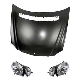 Replacement BNDL-219330 - 3-Piece Kit (Driver and Passenger Side Headlight Lenses and Housings, Hood Panel) (Standard Line)
