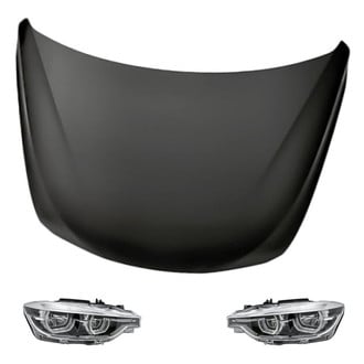 Replacement - 3-Piece Kit (Driver and Passenger Side Headlight Lenses and Housings, Hood Panel) (Standard Line)
