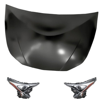 Replacement - 3-Piece Kit (Driver and Passenger Side Headlight Lenses and Housings, Hood Panel) (Standard Line)