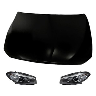Replacement - 3-Piece Kit (Driver and Passenger Side Headlight Lenses and Housings, Hood Panel) (Standard Line)